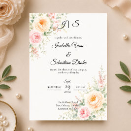 Invitación Boda floral pastel romántica