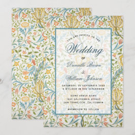 Invitación Boda floral Patrón Morris Guión elegante