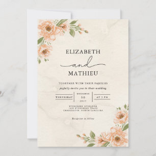 Invitación Boda Floral Peach Blossom Garden