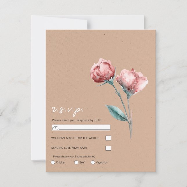 Invitación Boda floral Peachy Beige Watercolor (Anverso)