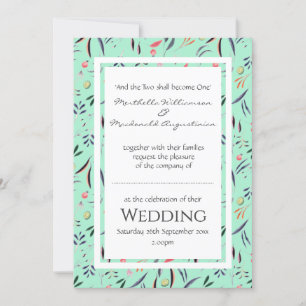 Invitación Boda floral personalizada Neo Mint