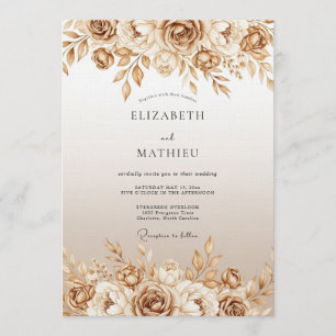 Invitación Boda floral pictórica en sepia