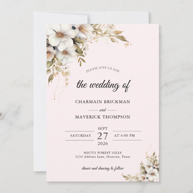 Invitación Boda Floral Ping (Anverso)