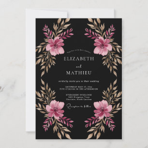 Invitación Boda Floral Pintada Magenta