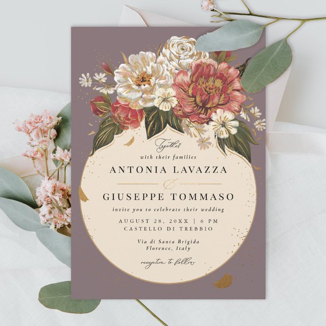 Invitación Boda floral pintado romántico Faux Gold (Subido por el creador)