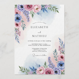 Invitación Boda Floral Pintor Lavanda Rubor