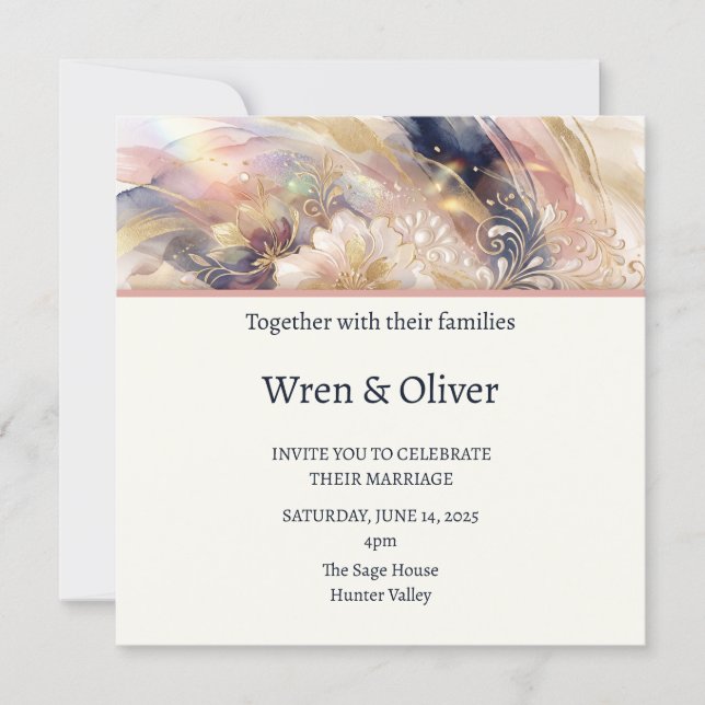 Invitación Boda Floral Pintoresca (Anverso)