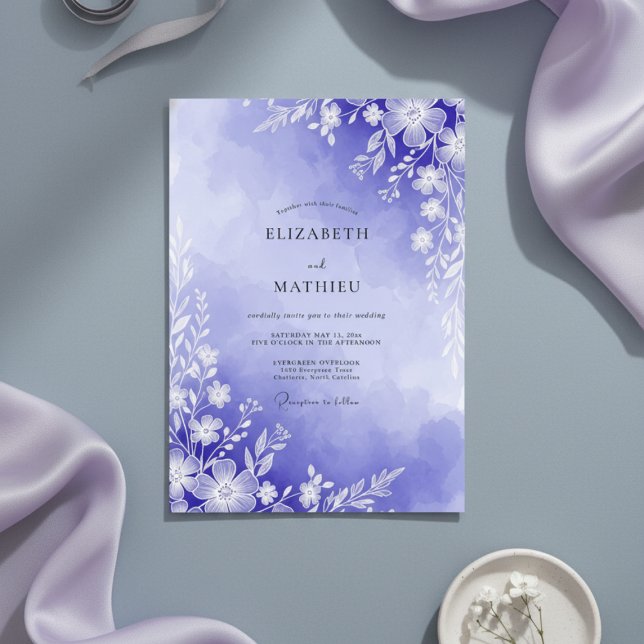 Invitación Boda floral pintoresca de lavanda (Subido por el creador)