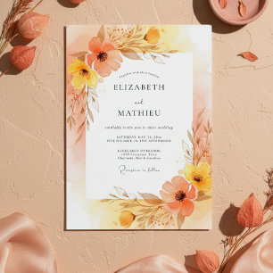 Invitación Boda Floral Pintoresca de Melocotón