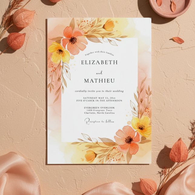 Invitación Boda Floral Pintoresca de Melocotón (Subido por el creador)