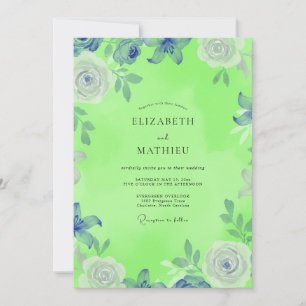 Invitación Boda Floral Pintura Verde Lima