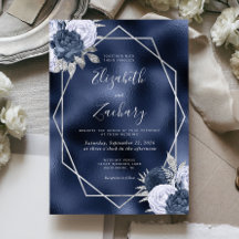 Boda floral plateada azul polvoriento azul marino