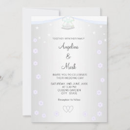 Invitación Boda floral plateada y blanca
