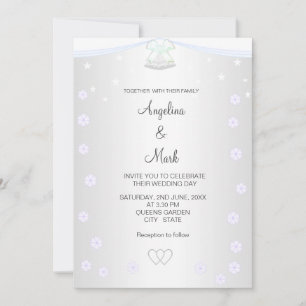Invitación Boda floral plateada y blanca