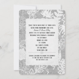 Invitación Boda floral plateado promete renovación