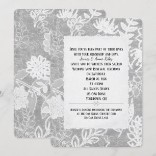 Invitación Boda floral plateado promete renovación