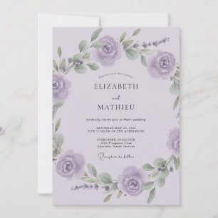 Invitación Boda floral poética de lila