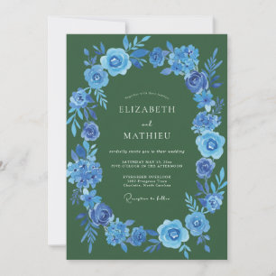 Invitación Boda floral poética de verde bosque
