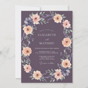 Invitación Boda floral poética malva