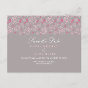 Invitación Boda floral Primavera Gris y Rosa Salven La Fecha