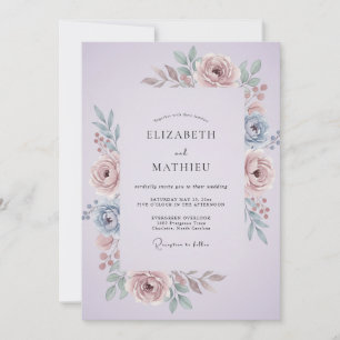 Invitación Boda floral primaveral elegante de lavanda