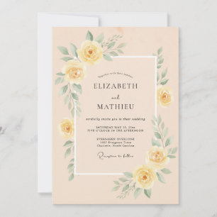 Invitación Boda Floral Pulida de Melocotón