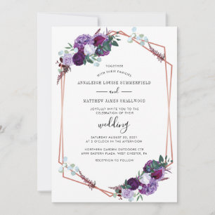 Invitación Boda Floral Purple Botanical Elegante
