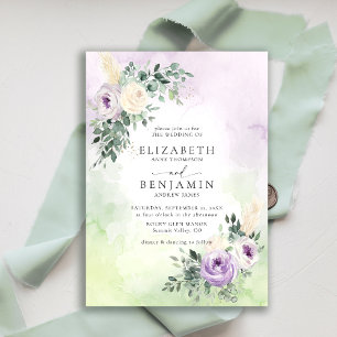 Invitación Boda floral Purple Lilac Lavender Boho Moda