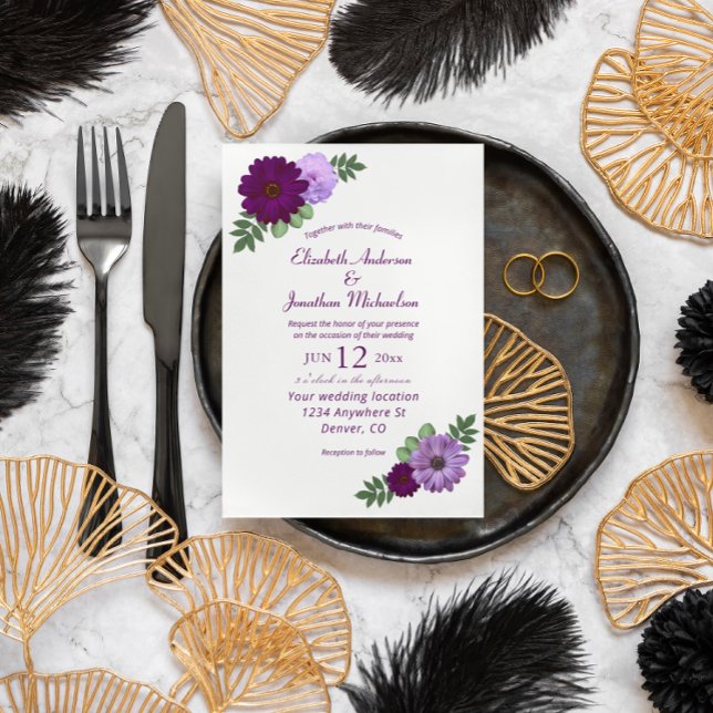 Invitación Boda floral Purple Peony (Subido por el creador)