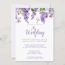 Invitación Boda floral Purple Watercolor Lilacs