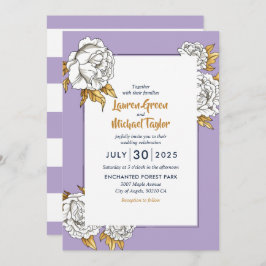Invitación Boda floral Purple White Rose Carnation Spring