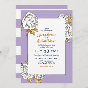 Invitación Boda floral Purple White Rose Carnation Spring