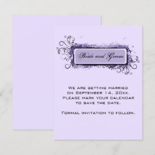 Invitación Boda floral púrpura abstracta salva la fecha