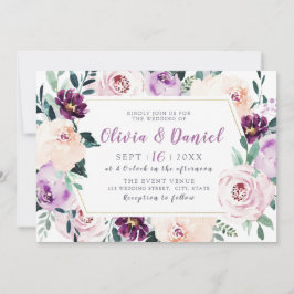 Invitación Boda floral púrpura botánico floreciente