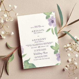 Invitación Boda floral púrpura de lavanda verde de menta de v