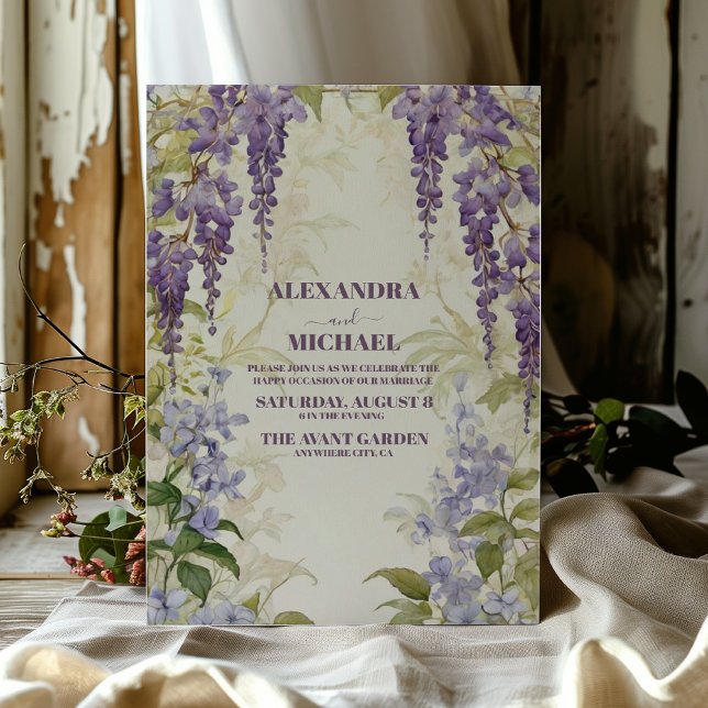 Invitación Boda Floral Púrpura de Wisteria (Subido por el creador)