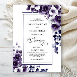 Invitación Boda floral púrpura elegante