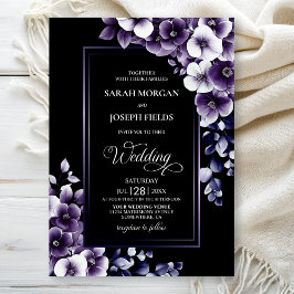 Invitación Boda floral púrpura moderno