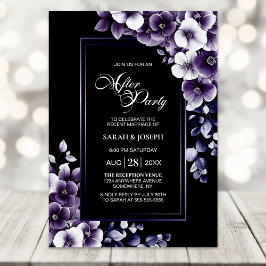 Invitación Boda Floral Púrpura Moderno Después De Fiesta