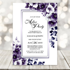 Invitación Boda Floral Púrpura Moderno Después De Fiesta