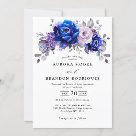 Invitación Boda floral púrpura Royal Blue Lilac