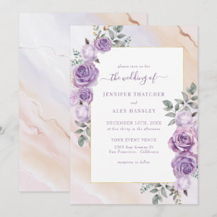 Invitación Boda floral púrpura rustica