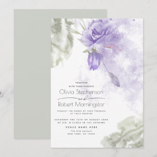 Invitación Boda   Floral Púrpura Rústica Lilac