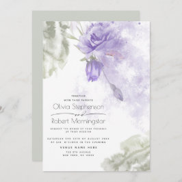 Invitación Boda | Floral Púrpura Rústica Lilac