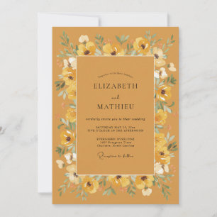 Invitación Boda floral radiante ámbar