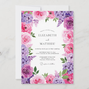 Invitación Boda floral radiante de lavanda rosa