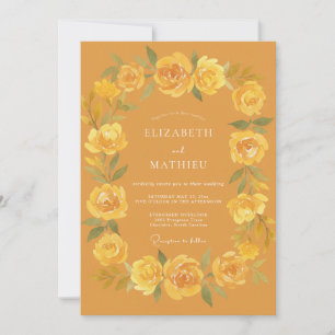 Invitación Boda Floral Radiante Mostaza