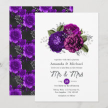 Boda floral real púrpura y plata