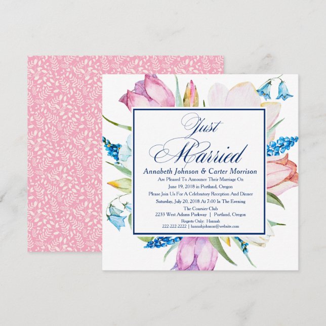 Invitación Boda floral "recién casada" (Anverso / Reverso)