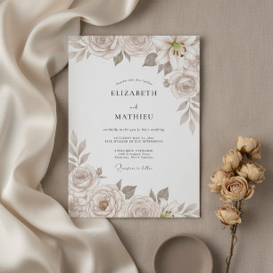 Invitación Boda floral refinada de champán